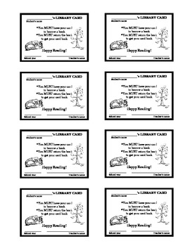 Preview of Classroom Library Cards - Freebie!!