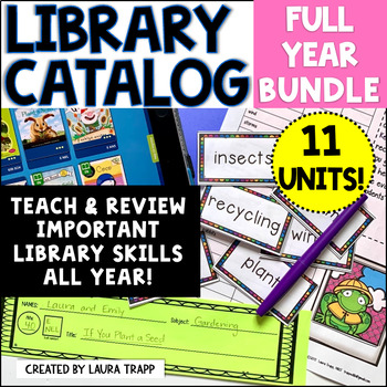 Preview of Library Catalog Practice Bundle for Year Round Library Lessons - Library Skills