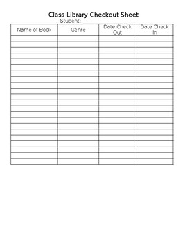 Library Checkout Form by Natasha Landon | TPT