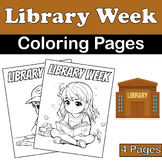 Library Coloring Pages | Library Week Activities | 4 pages