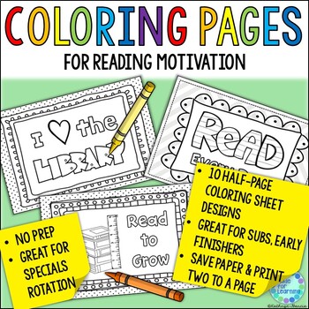 Preview of Library Coloring Sheets and Pages for Reading Motivation
