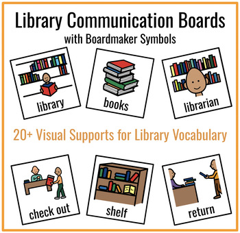 Preview of Library Communication Boards with Boardmaker Symbols (Visuals for Library Trips)