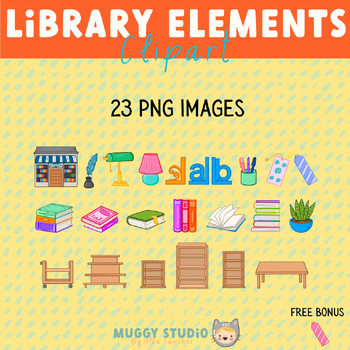 Library Elements Clipart {Book Shop Clip Art} by Muggy Studio | TPT
