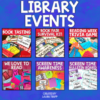 Preview of Library Events Bundle - Book Tasting - Book Fair - Reading Week - I Love to Read