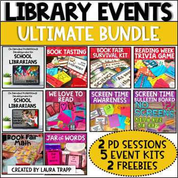 Preview of Library Events Bundle for Elementary Library Activities with Librarian PD