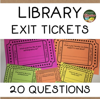 Preview of Library Exit Tickets - General Reading - 20 Questions 4 Formats