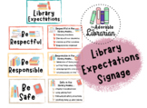 Library Expectations Signage Posters Rules - NOW FULLY EDITABLE!