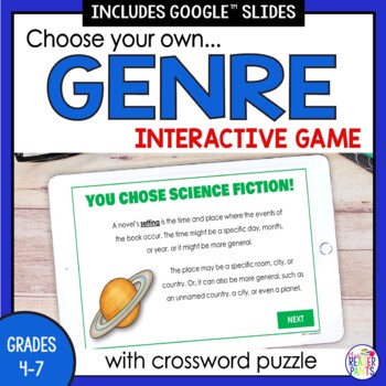 Preview of Library Genre Game - Choose Your Own Genre Activity - Middle School Library