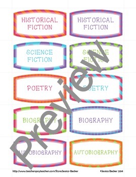 Library Genre Labels by The Teacher's Den | Teachers Pay Teachers