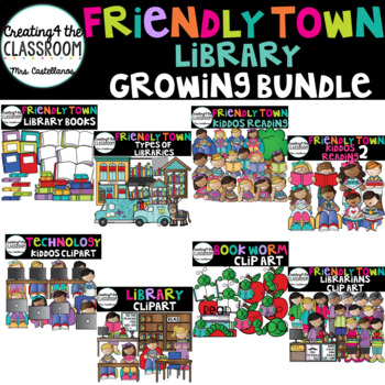 Preview of Library Clipart Growing Bundle {Books Clip Art}