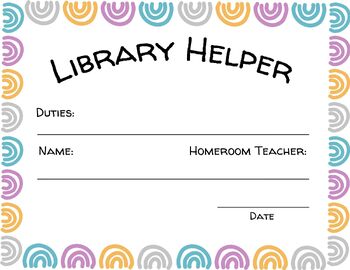 Preview of Library Helper Card