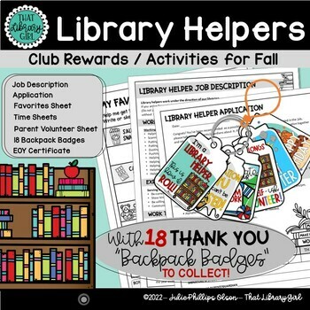 Preview of Library Helper Club for Fall | Plans, Backpack Badges, and Activities