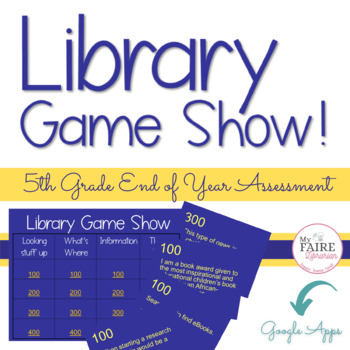 Preview of Library Assessment Game for 5th Grade | End of Year Activity  | Curriculum