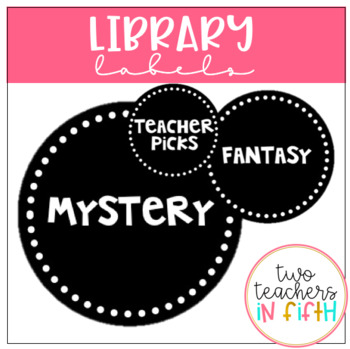 Preview of Library Labels- Circular/ Black and White Theme {Editable}