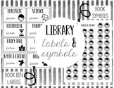 Library Labels & Genre Posters BUNDLE!  Black & White-- Editable
