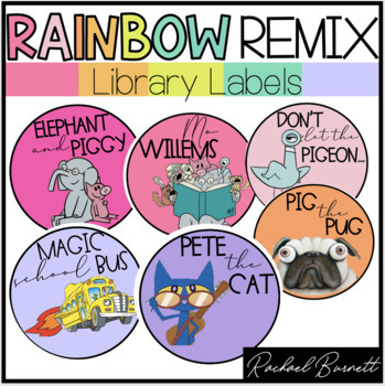 Preview of Library Labels // Rainbow Remix 90's retro decor classroom decor
