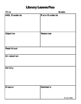 Preview of Library Lesson Plan Template