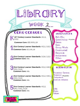 Preview of Library Lesson Plans K-5 Week 2