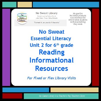Preview of Library Lessons: Reading Informational Resources Unit for Middle School Grade 6