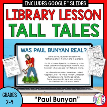 Preview of Paul Bunyan Tall Tales Lesson - American Folklore - Elementary Library Lesson