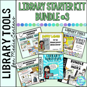 Preview of Library Skills Lessons, Labels, Sub Binder, Index Activities, and More Kit #3