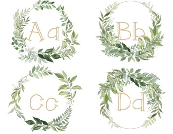 Preview of Library Letter Labels Eucalyptus Theme
