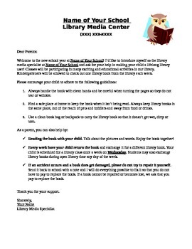 Preview of Library Letter to Parents