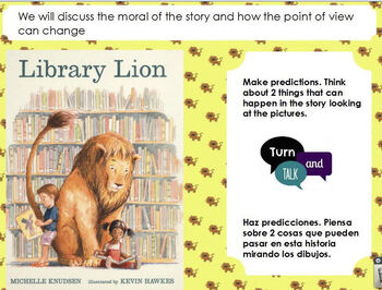 Preview of Library Lion Reading& Writing Activities Bilingual Flipchart