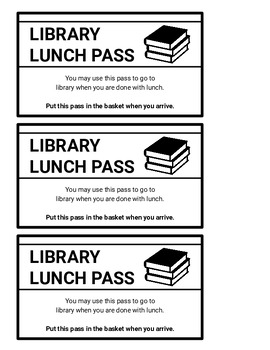 Preview of Library Lunch Pass