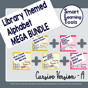 Preview of Library Media Center Alphabet MEGA Bundle - Cursive Version A