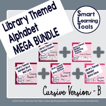 Preview of Library Media Center Alphabet MEGA Bundle - Cursive Version B