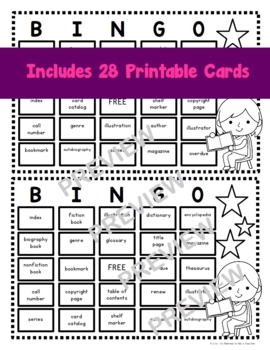 Library / Media Center Bingo - Printable Game for the Elementary Library