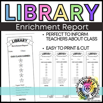Preview of Library/Media Center Classroom Management Specialist Enrichment Report Sheet