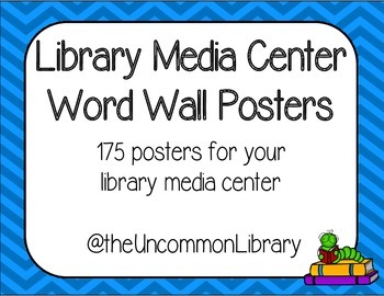 Preview of Library Media Center Word Wall - 175 Posters in Chevron