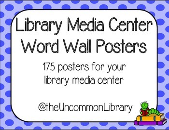 Preview of Library Media Center Word Wall - 175 Posters in Polka Dots