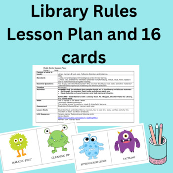 Preview of School Library Manners Rules printable and lesson plan