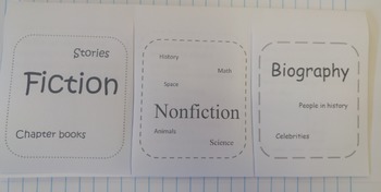 Preview of Library Notebook Foldable - Fiction, Nonfiction and Biography