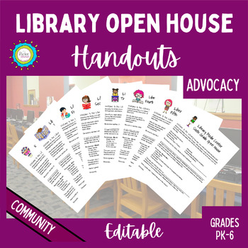 Preview of Library Open House Handouts | Library Curriculum Grades PK - 6
