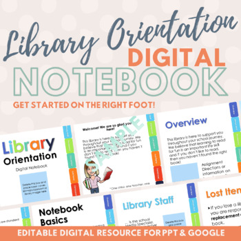 Preview of Library Orientation Digital Notebook for PowerPoint & Google Slides