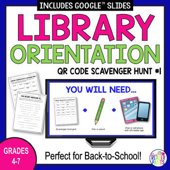 Preview of Library Orientation Scavenger Hunt #1 - Back to School Library Lesson - Low Prep