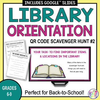 Preview of Library Orientation Scavenger Hunt #2 - Middle School Library - Back to School
