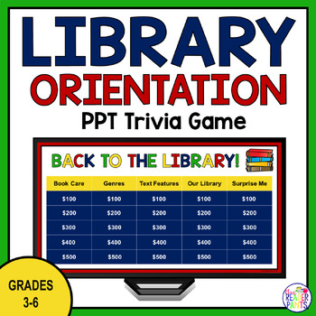 Preview of Library Orientation Trivia Game - Back to School Library Skills - Text Features