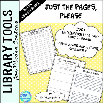 Preview of Library Planner Binders Pages & Forms ONLY | Library Management