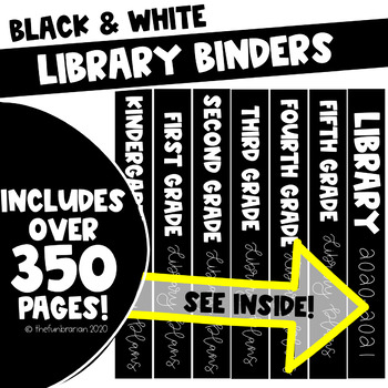 Preview of Library Planner | Black and White | Library Binder |  2023-2024