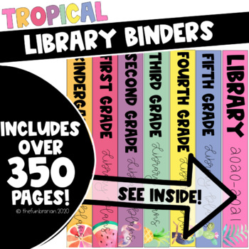 Preview of Library Planner | Tropical Watercolor | Library Binder |  2023-2024