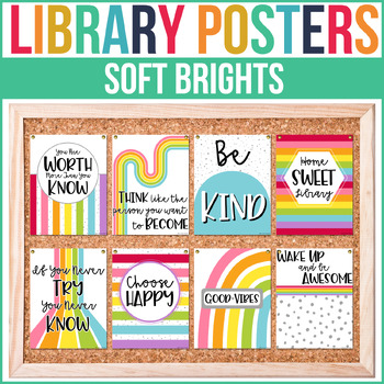 Preview of Library Posters | Soft Brights | EDITABLE