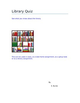 Preview of Library Quiz