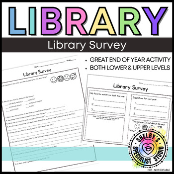 Preview of Library Reader Survey End of the Year Media Center Printable Activities