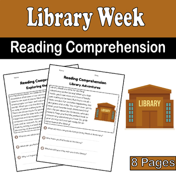 Preview of Library Reading Comprehension & Questions for K-2 | Library Week Activities