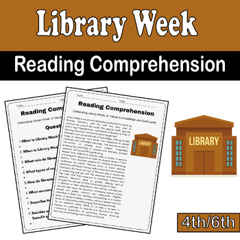 Preview of Library Reading Comprehension for 4th/6th | Library Week Activities